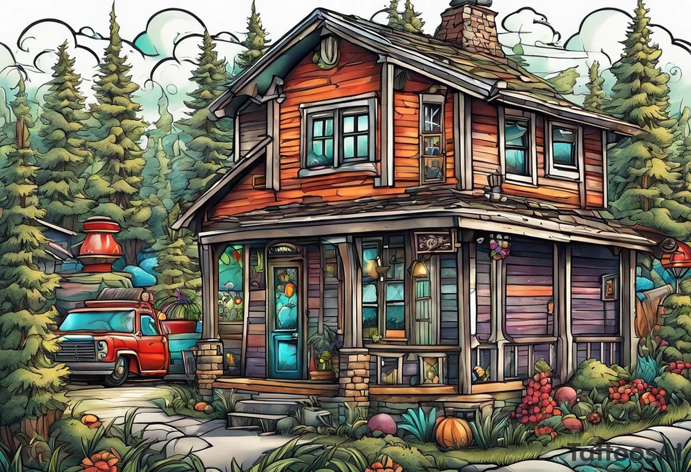 incorporate ideas from the sprawl book series
 into a sybmolic tattoo tattoo idea