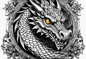 "Property of Master Wolek" with Small dragon head tattoo idea