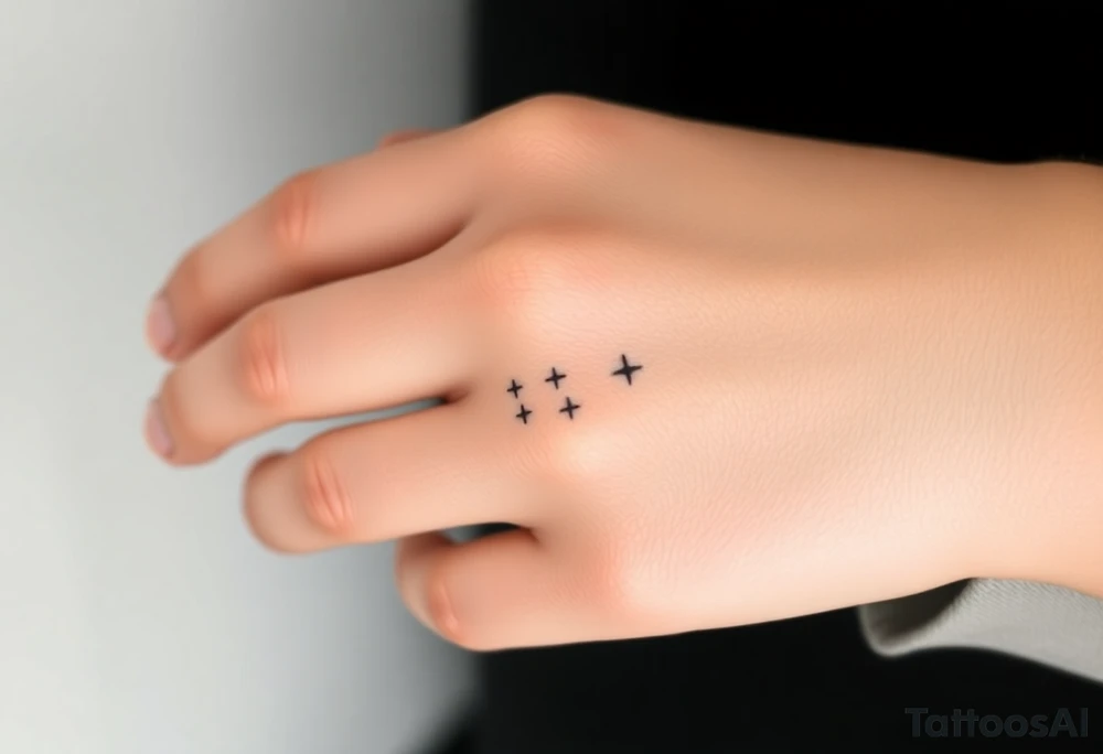Can you design a few options for a meaningful minimal tattoo with dots, lines or stars that represents my kids? Three are living and two are deceased and I want something that represents that difference by having solid and hollow elements. Put on fingers tattoo idea