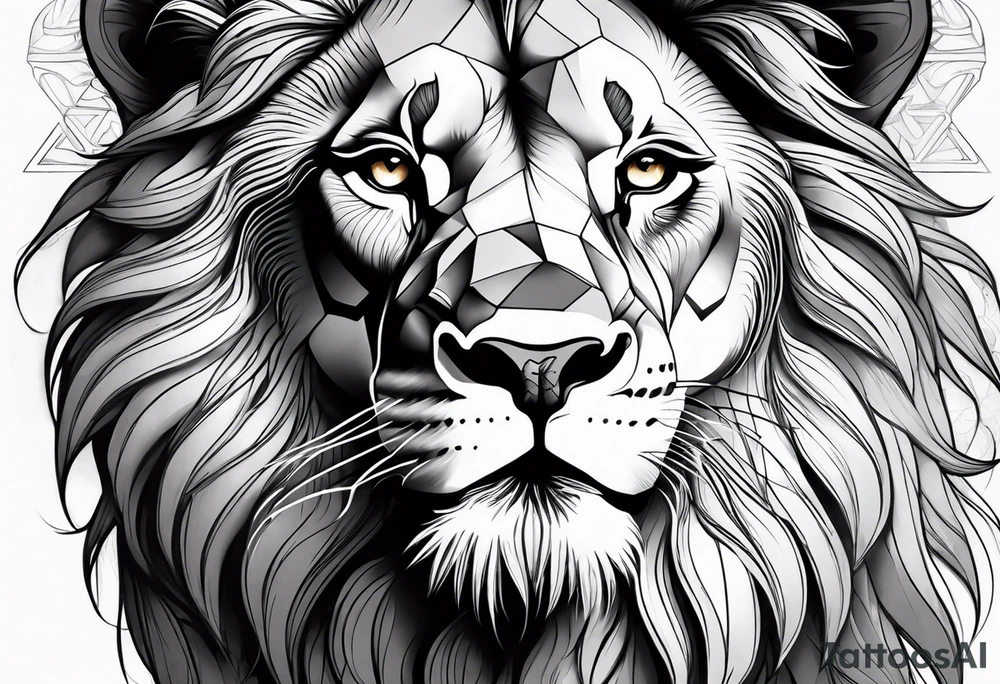powerful majestic lion, close-up tattoo idea