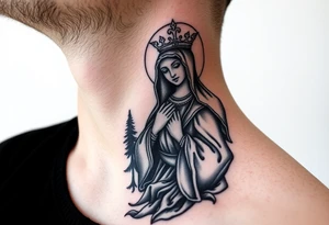 virgin mary in a russian wilderness setting tattoo idea