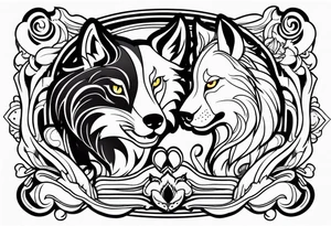 Wolf and lion tattoo idea