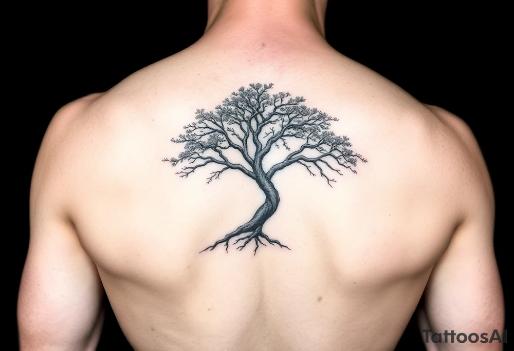 Tree moving in a spiral direction tattoo idea