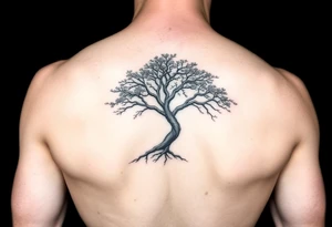 Tree moving in a spiral direction tattoo idea