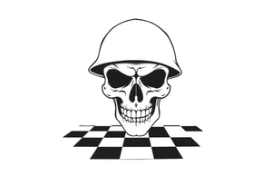 soldier skull with checkered floor tattoo idea