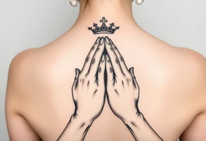 Prayer hands together trust, believe, crown tattoo idea