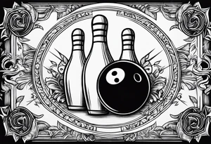 Bowling theme and family crest tattoo idea