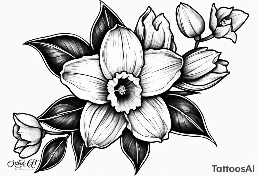 Daffodil birth flower chain tattoo idea