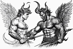 Devil fighting Angel tattoo idea
