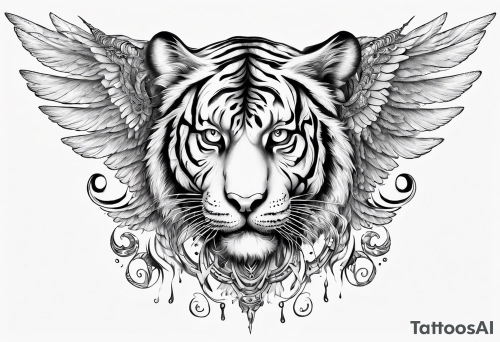Tiger with wings. Mythological. tattoo idea