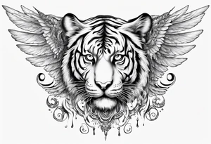 Tiger with wings. Mythological. tattoo idea