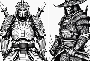 robot samurai vs human samurai tattoo idea