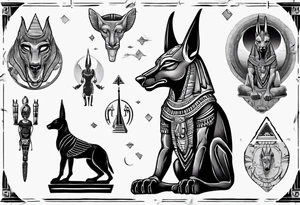 Egyptian god Anubis in desert tattoo idea