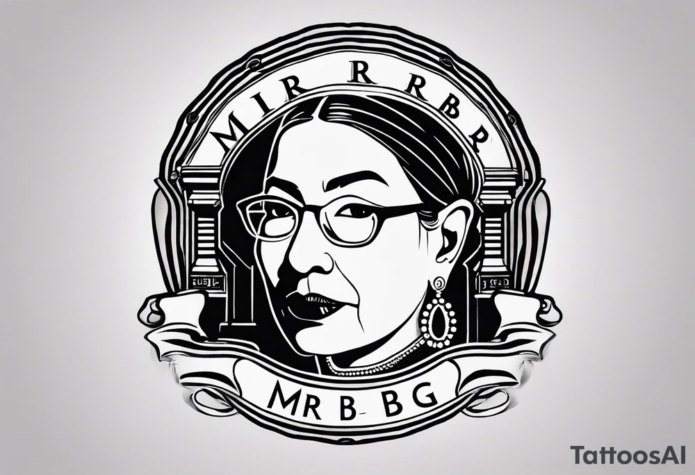 minimalist tag-style tattoo that consists only of the letters 'MRBG'. simple and not too fancy, just the clean and bold letters arranged in a stylish way. tattoo idea
