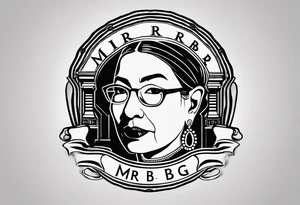 minimalist tag-style tattoo that consists only of the letters 'MRBG'. simple and not too fancy, just the clean and bold letters arranged in a stylish way. tattoo idea