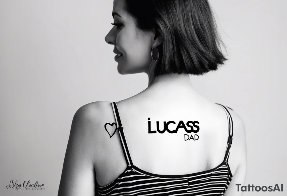 minimalist mini tattoo for couples (half mom and half dad), of our son's name "Lucas" tattoo idea