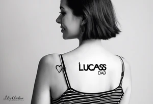 minimalist mini tattoo for couples (half mom and half dad), of our son's name "Lucas" tattoo idea