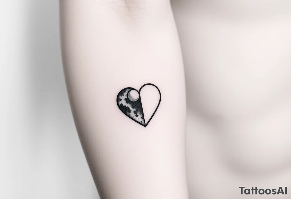 Heart and moon combination tattoo idea