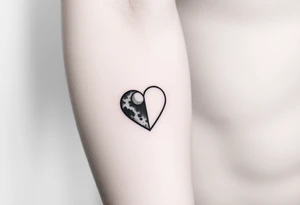 Heart and moon combination tattoo idea