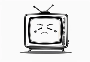 retro television set character with a sad crying face tattoo idea