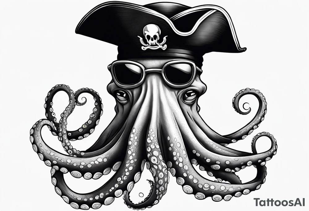 octopus wearing a pirate hat tattoo idea