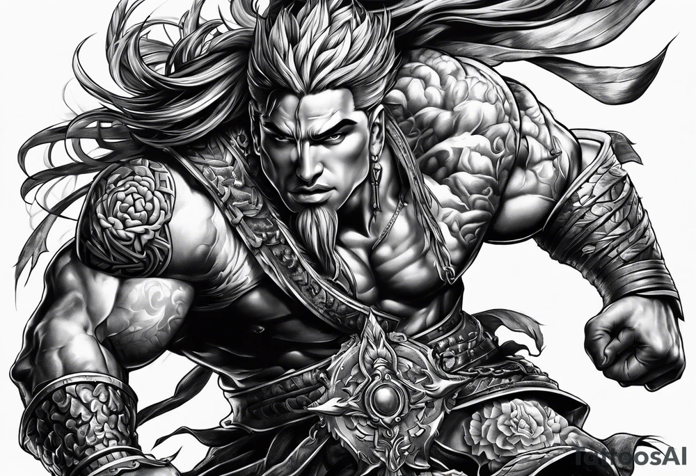 A warrior struggling a carry a brain tattoo idea