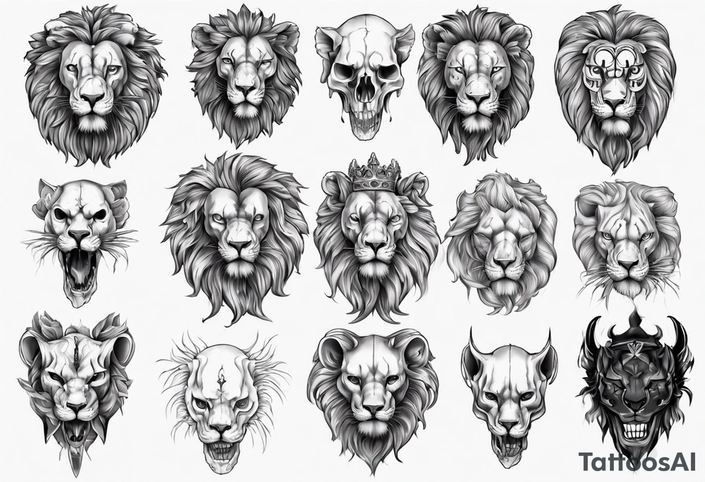 Lion skull statue ro tattoo idea
