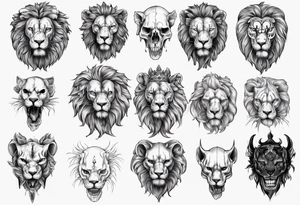 Lion skull statue ro tattoo idea