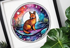 Glass animals and wildlife in Amsterdam canal in space featuring galaxy colours featuring Animals made from glass tattoo idea