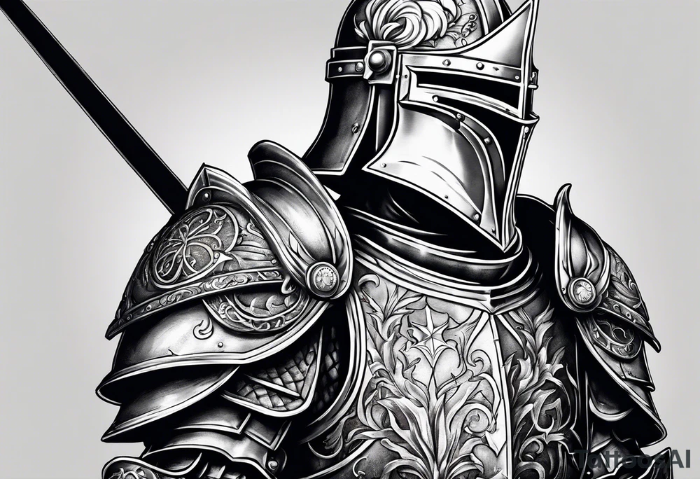 knight with heavy armor with clock and less detail tattoo idea knight with heavy armor with clock and less detail tattoo idea