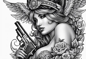Cherubin with guns tattoo idea
