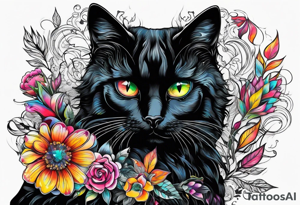 Black cat tattoo idea