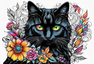 Black cat tattoo idea