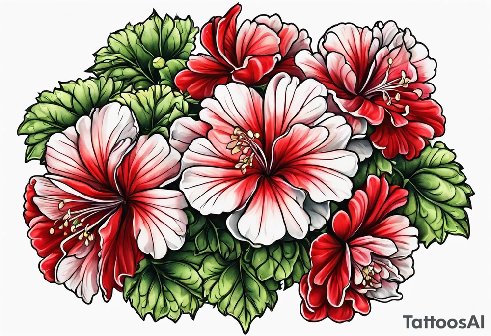Raining red geraniums tattoo idea
