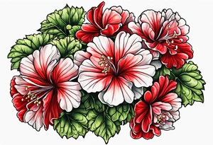 Raining red geraniums tattoo idea