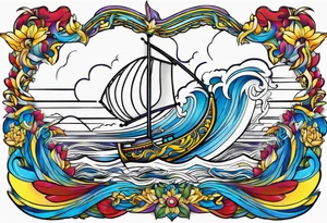 flag and Ukrainian trident fantasy tattoo idea