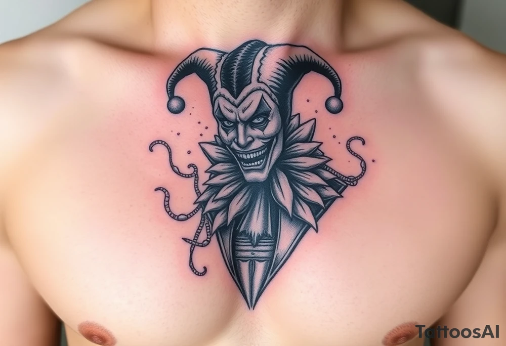 jester in a fog of smoke tattoo idea