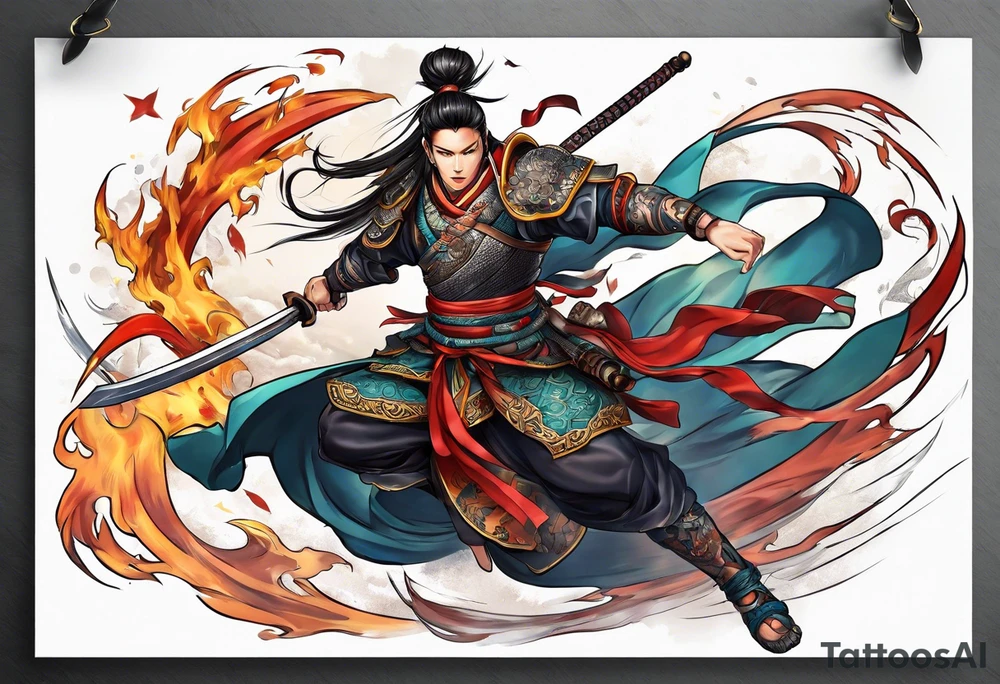 leaping warrior tattoo idea