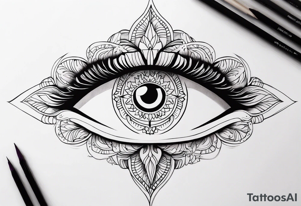 woman's eye with spiritual mandala iris tattoo idea
