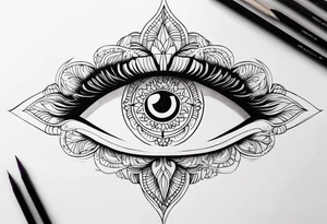 woman's eye with spiritual mandala iris tattoo idea