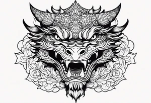 Dragon head facing front, tattoo should look old school Japanese way tattoo idea