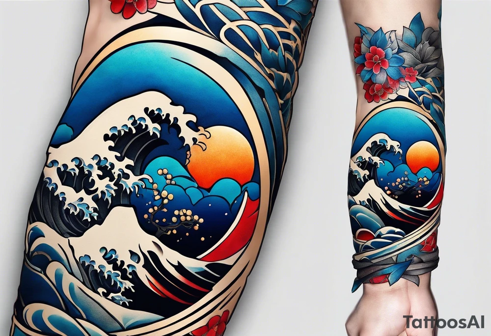A japanese shimenawa around the wrist, make it blue without gradient tattoo idea