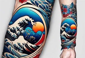 A japanese shimenawa around the wrist, make it blue without gradient tattoo idea