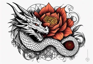 Dragon with September birth flower spine tattoo tattoo idea