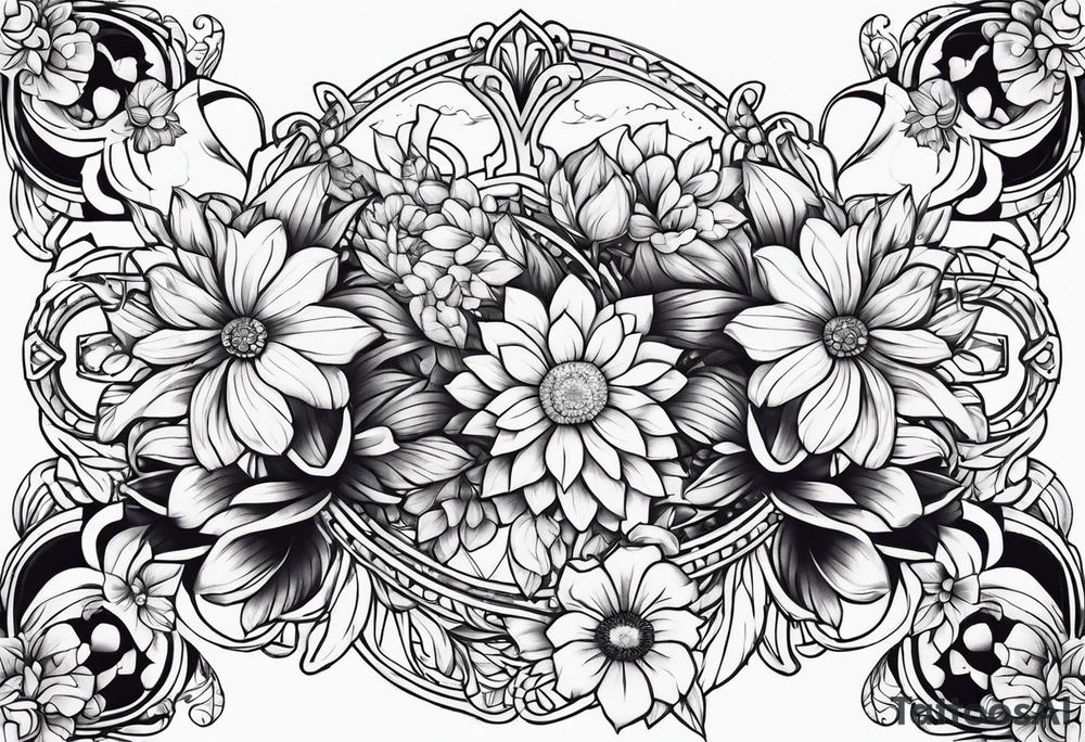 gemini flowers animals tattoo idea
