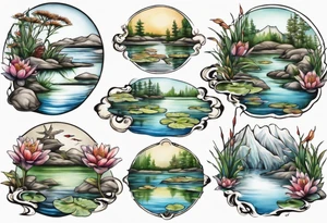 still water scene of pond tattoo idea