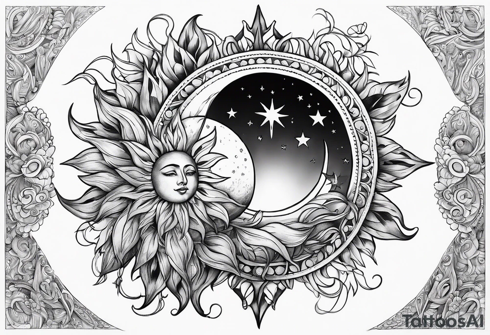 Moon and sun tattoo idea