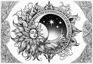 Moon and sun tattoo idea