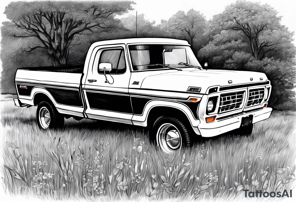 1974 ford f-100 in field tattoo idea