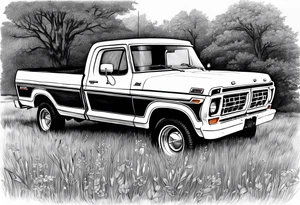 1974 ford f-100 in field tattoo idea